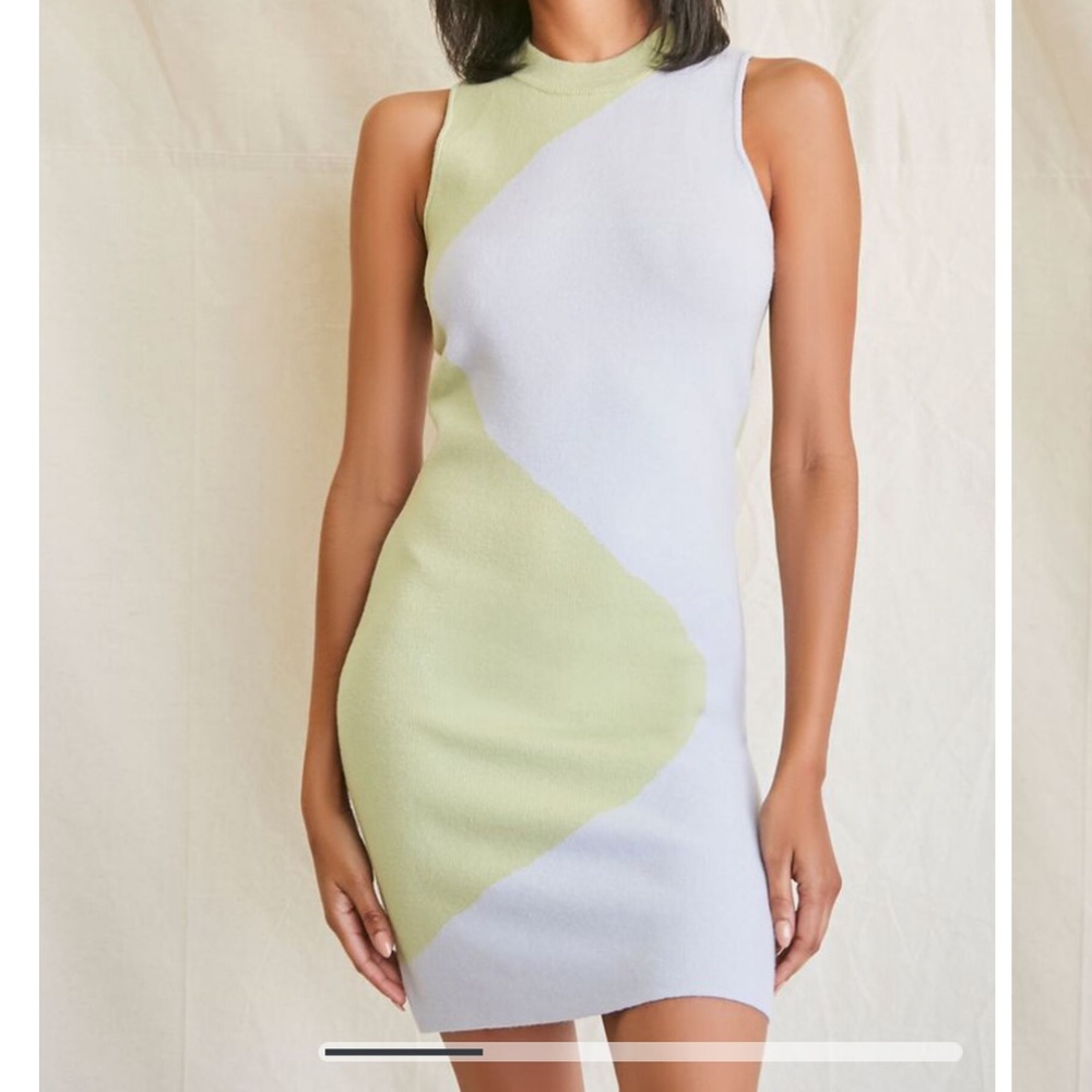NWT Forever 21 Abstract Colorblock Sweater Dress - Picture 1 of 7
